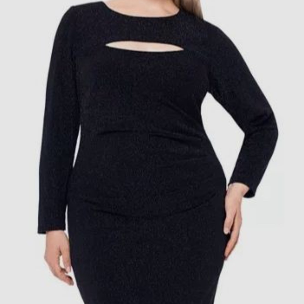 X By Xscape Cutout Glitter-Knit Dress Size 18